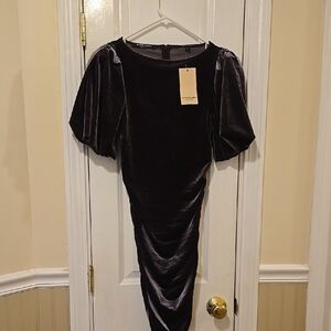 Elegant CHARCOAL Velvet Dress Pefect For HOLIDAYS!